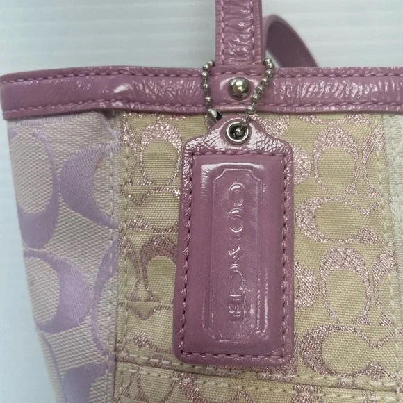 Coach Lavender and Cream Signature Patchwork Small Tote - Picture 9 of 10
